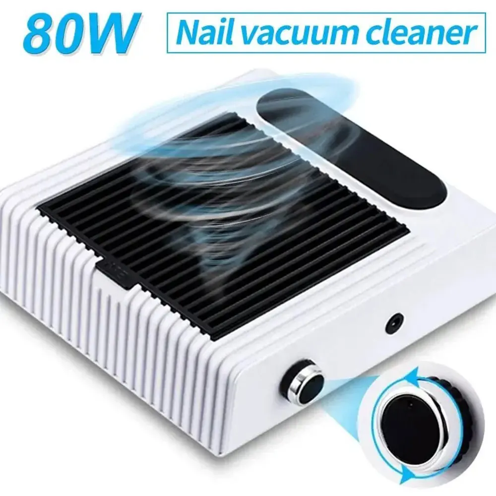 80W Krachtige Nagelstofafscheider Voor Manicure Nagelstofzuiger Met Fitter Nagelstofventilator Manicure Salon Apparatuur