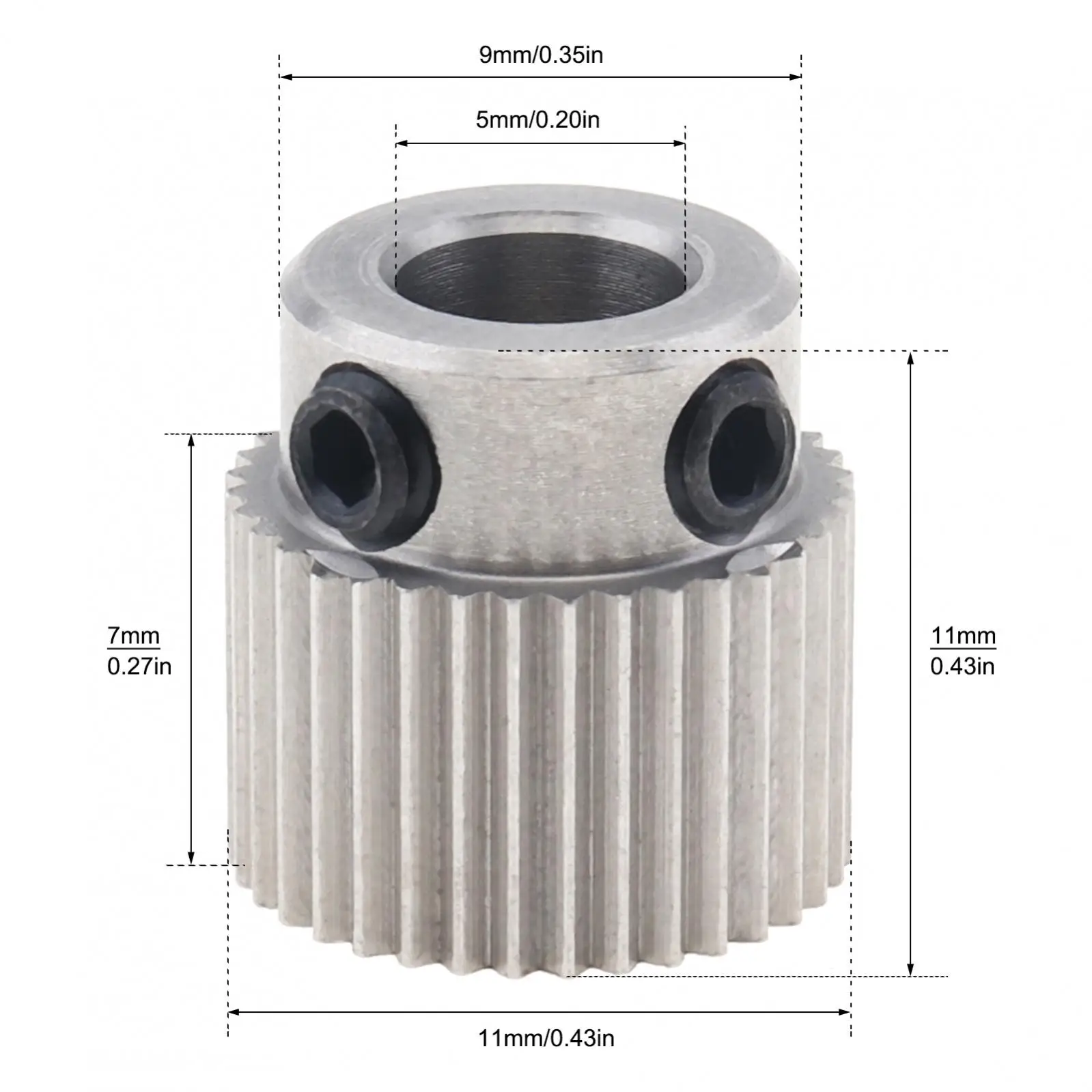 36 Teeth Bore 5mm Stainless Steel Extruder Drive Gear for 1.75mm / 3mm / 3D Printers Filament, MK7 MK8 Extruder Pulley