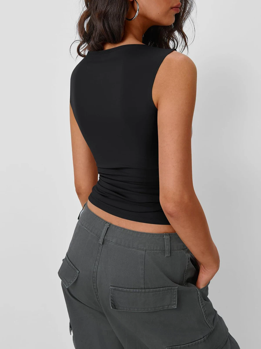 Sexy Basic Top Slim Fit Vest Casual Wear Daily Use High Stretch Fabric Comfortable Vacation Clothing For Women