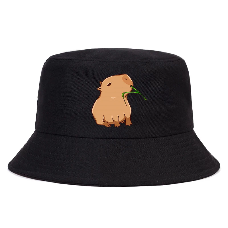 Funny Animals Capybara Summer Hat Women Men Panama Bucket Cap The Design Flat Visor hat Harajuku 90s Fisherman hat Bucket hats