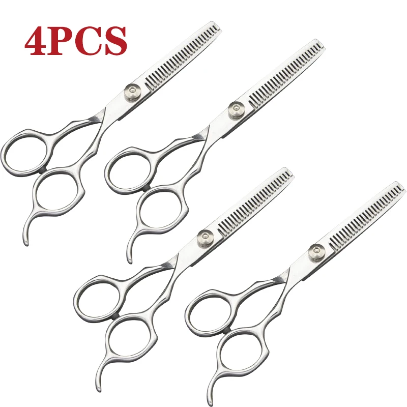 

4pcs 6 Inch Haircut Thinning Scissors Double Edged Hairdressing Scissors Barbers Professional Hair Cutting Thinning Styling Tool