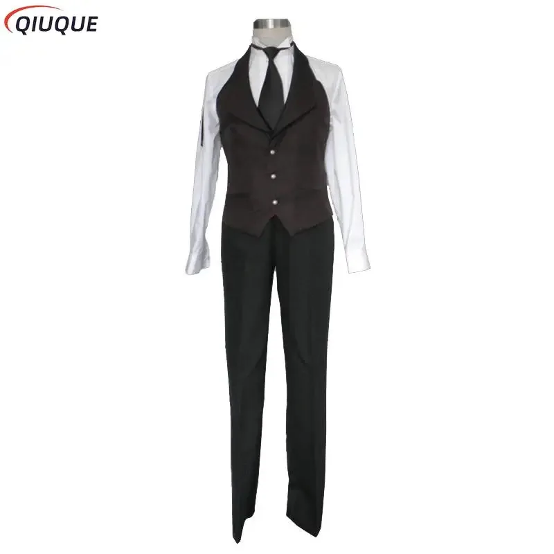 Costume de majordome noir, Anime japonais kuroshisuji Sebastian Michaelis, uniformes unisexes, 8 pièces avec tatouage Sti, ss13