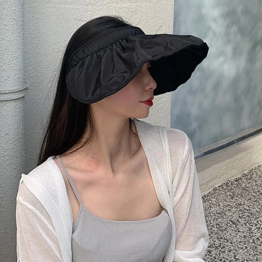 Foldable Wide Large Brim Sun Hat Beach Hats For Women Foldable  Sun Hat Beach Hat Empty Top Visors Cap Hair Accessories