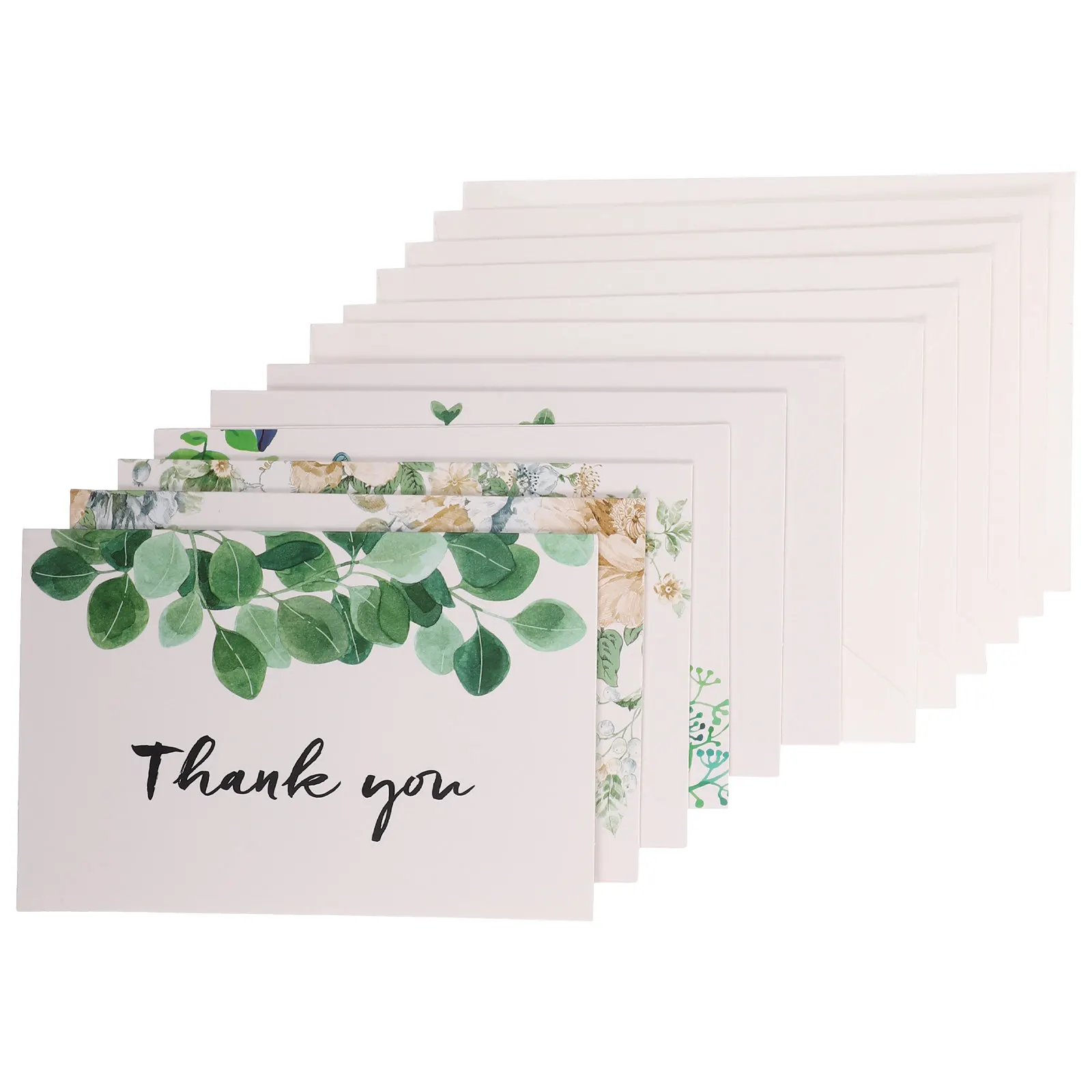 

12Pcs Thank You Greeting Cards Flower Grass Pattern Beautiful Blank Paper Cards for Thanksgiving Mother's Day Festival Blessing