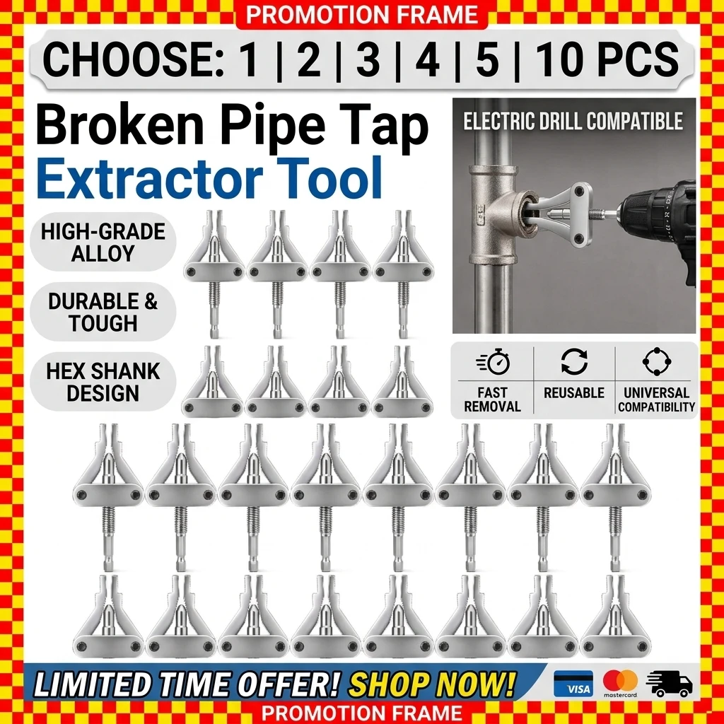 Broken Pipe Tap Extractor Tool Damaged Screw Bolt Thread Valve Remover Tool for 1/2