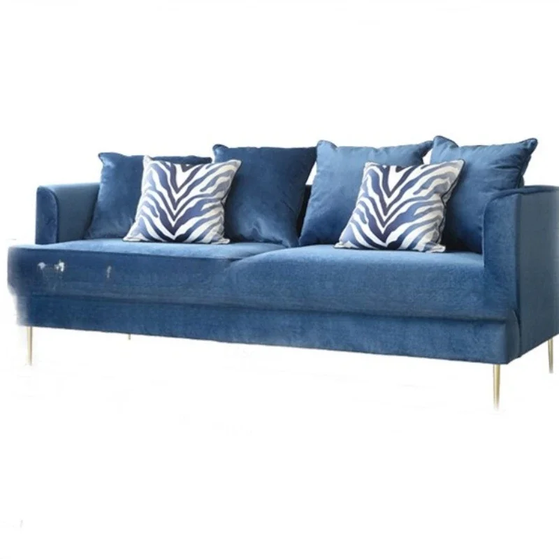 

Simple modern stainless steel single and double three-person sofa furniture fabric leisure sofa