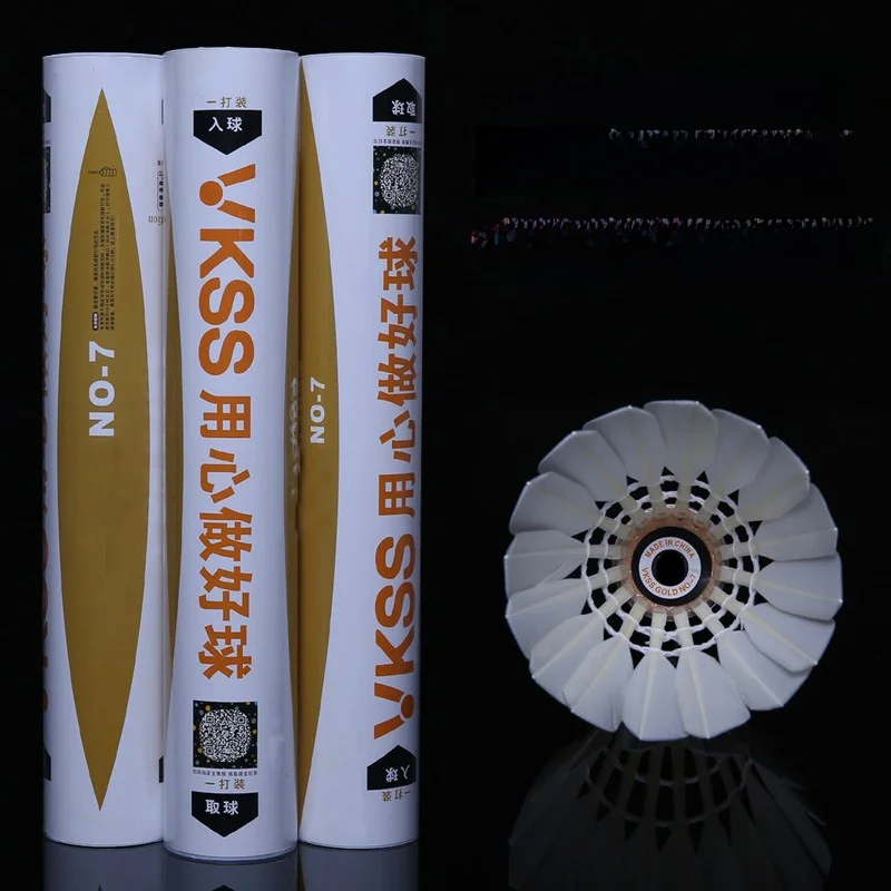 vol-stable-badminton-entrainement-competition-plumes-d'oie-de-qualite-superieure-vkss-victor-7-number-yellow-cosite-cork-t