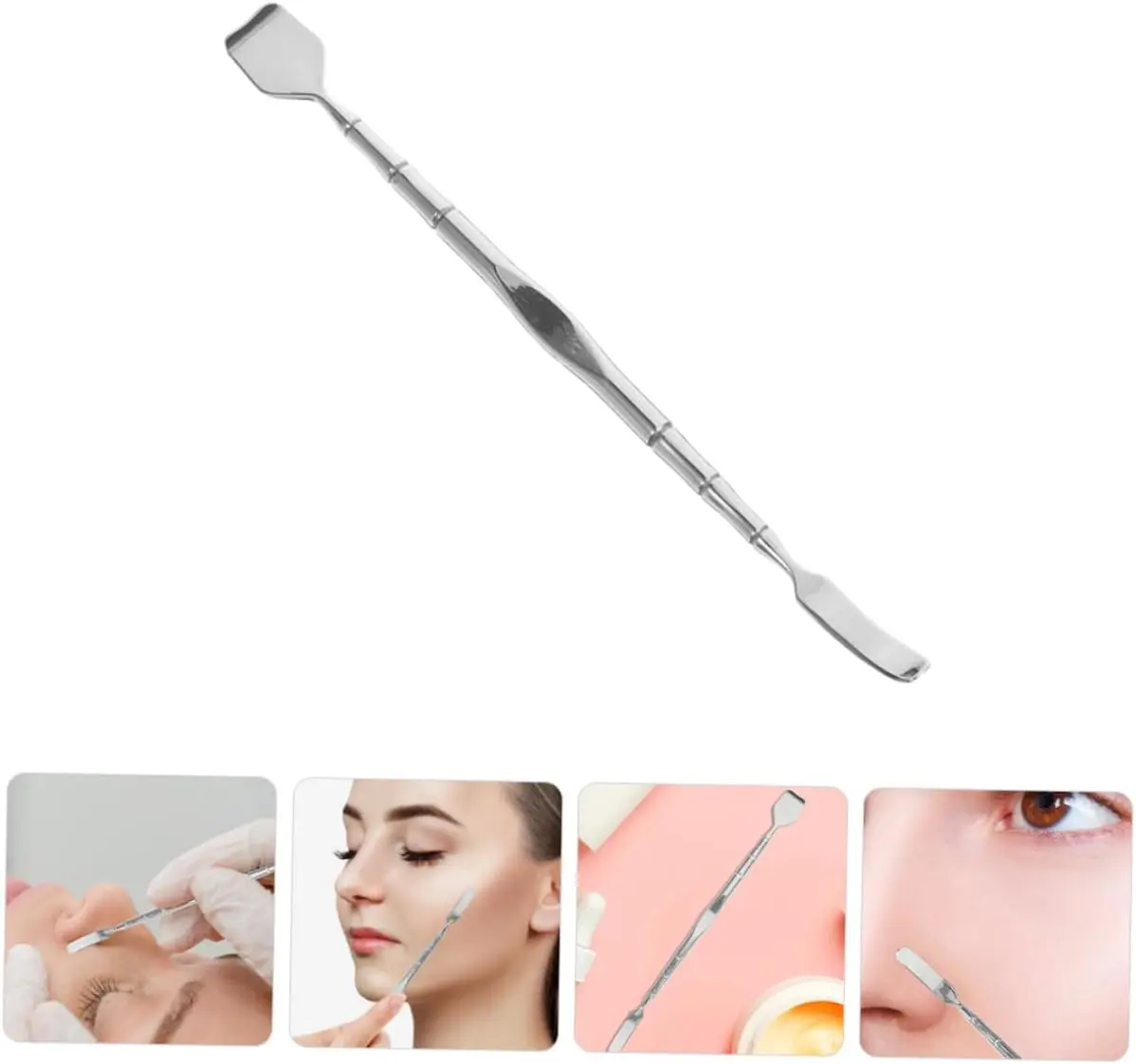 Strumento per la rimozione di punti neri in acciaio inossidabile Raschietto per punti neri per naso Bastoncini per rimozione testa nera a doppia testa Strumento portatile per la cura della pelle