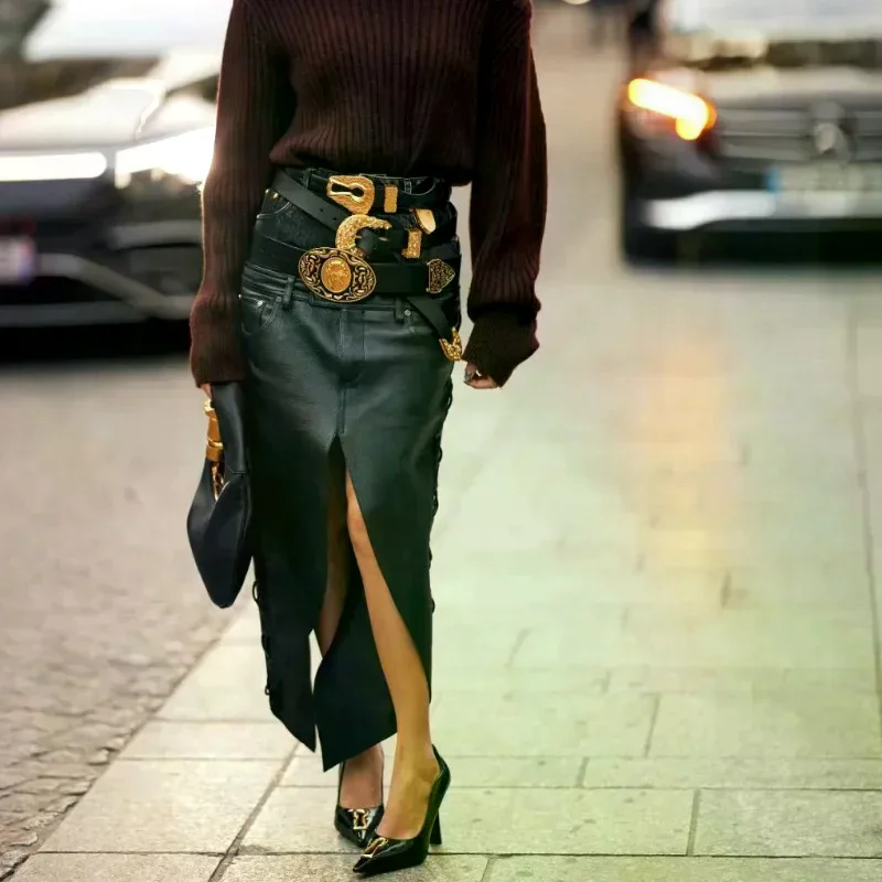 

Женский роскошный винтажный ремень с металлической пряжкой, дизайнерский стиль знаменитостей, тонкий, модный, несколько