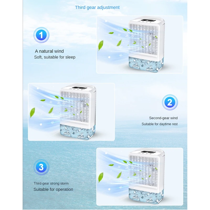 1Set Desktop Water-Cooled Fan USB Air-Conditioning Fan Portable Air Cooler Refrigeration Small Spray Mute Fan White