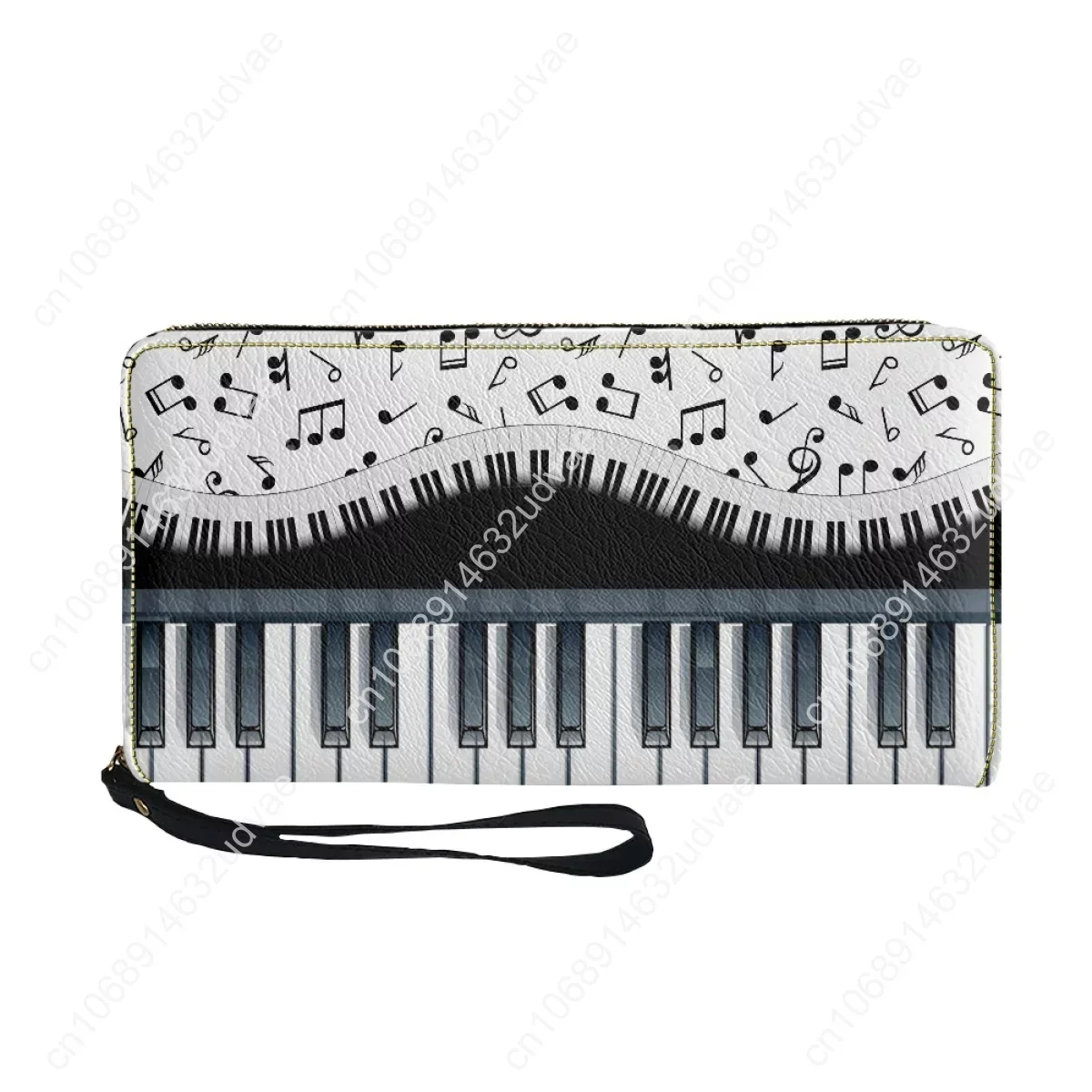 Piano Music Note Print Luxury Women Wallets Leather Zipper Female Purses Long Multifunction Cardholder for Teen Girls Cluth Bags