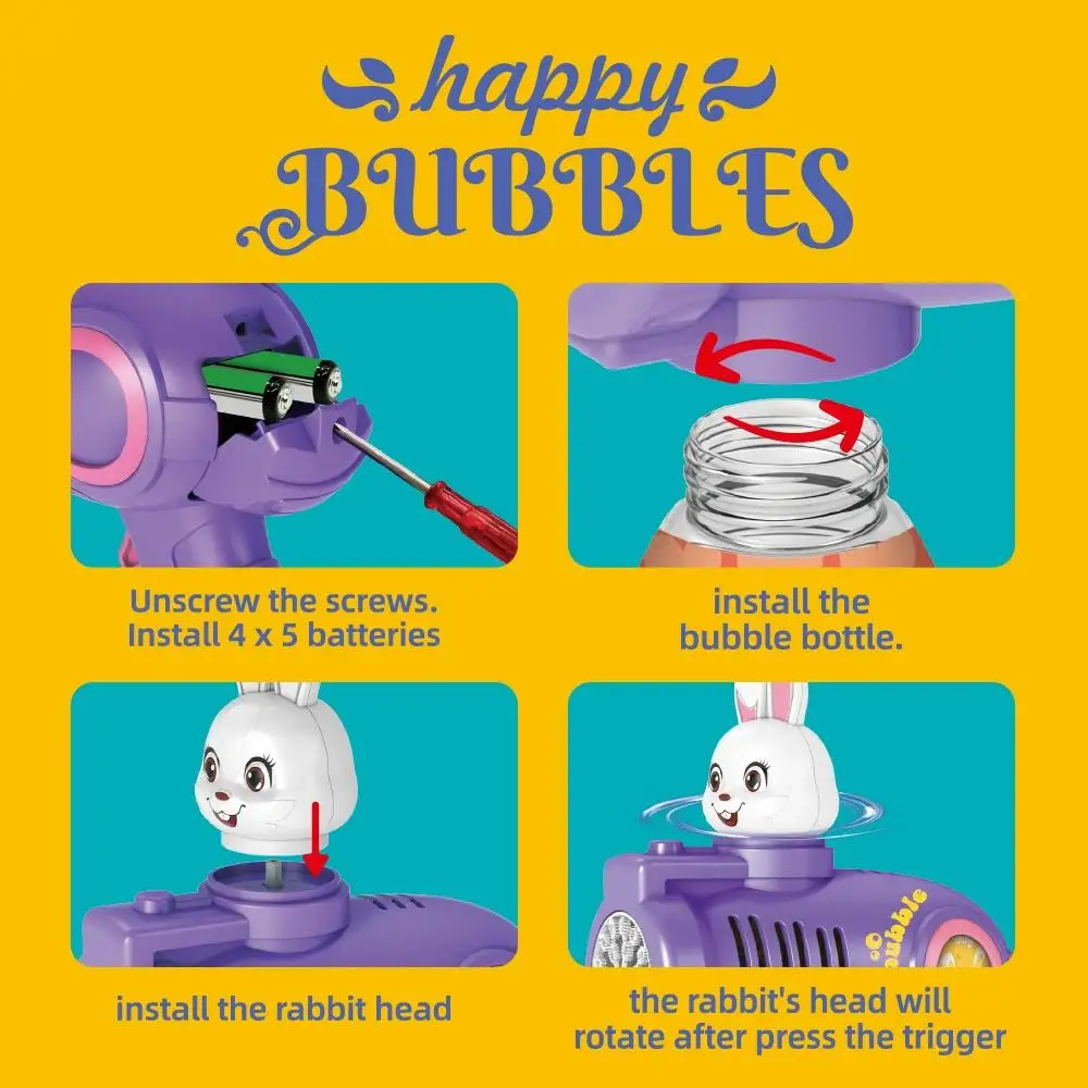 Easter 21 holes electric rabbit bubble machine outdoor toy for Wedding party beach Create surprises bubble blower for family kid