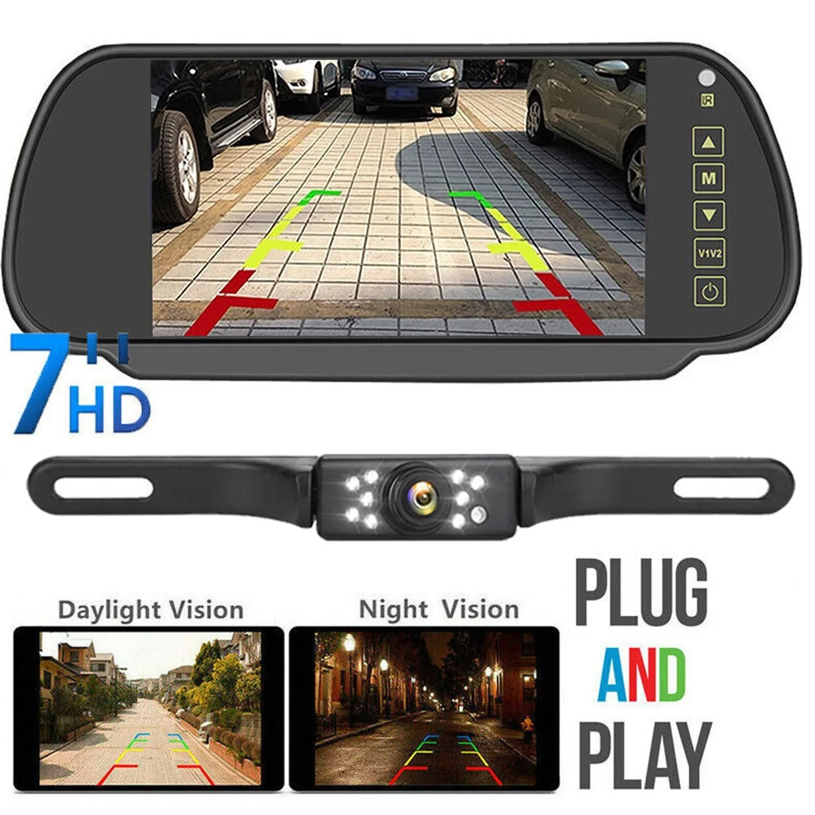 

Lastbus 7" Car Monitor Front View Parking Reverse Backup Camera IR Night Vision Waterproof For Any Vehicle Cars