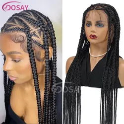 Neue Dosay volle Spitze Perücke mit Baby Haar Herz knoten lose geflochtene Perücke für schwarze Frauen synthetische Cornrow Zöpfe Spitze Front Perücke 36 Zoll