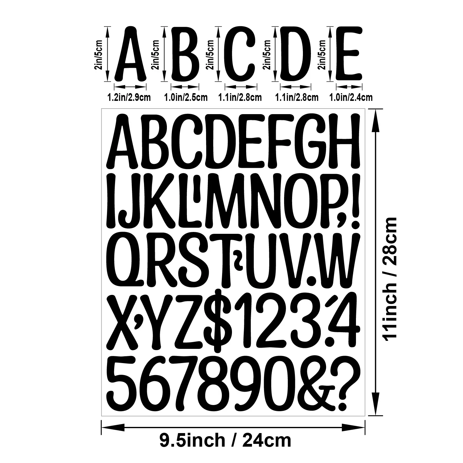 2 Inch Artistic Alphabet Number Stickers Waterproof Vinyl for Poster Making Holiday DIY Journaling Gift Wrapping Long Lasting