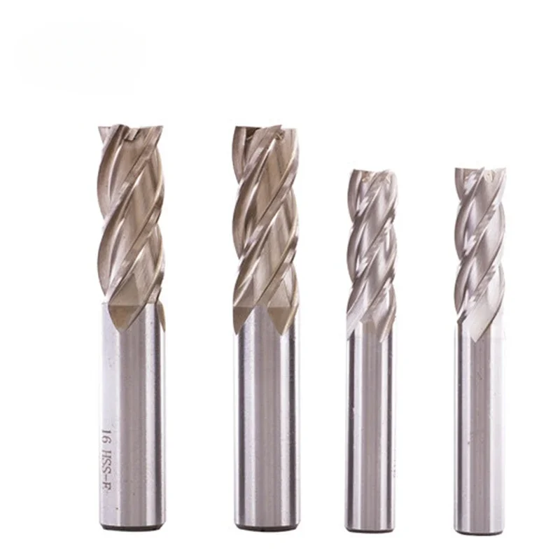 NEW 4 slot white steel end milling cutter 1mm~20mm 4mm 6mm 8mm 12mm CNC lathe metal 4 flute milling cutter 1.5mm tool holder