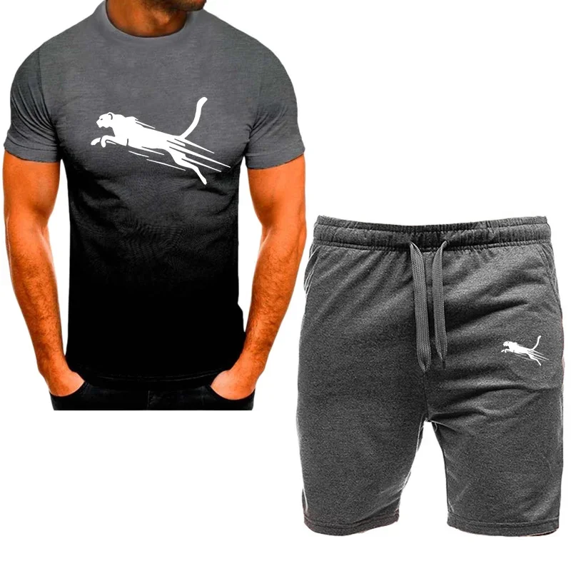 Men\'s short sleeved sportswear set, short sleeved T-shirt and sports shorts, casual wear, S-4XL