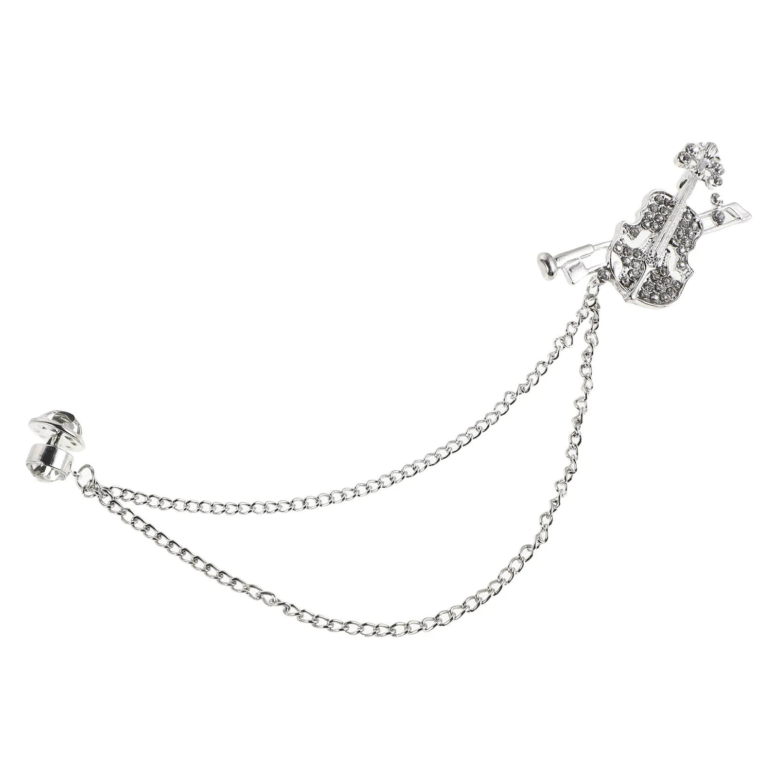 Violin Brooch Pin Rhinestone Bling Musical Instrument Badge Lapel Pin for Clothes Scarf Hat Backpack Women Fashion Jewelry