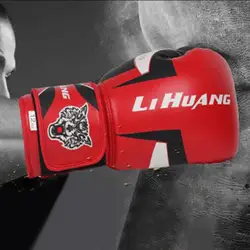 Guantes De Boxeo De cuero PU para hombres y mujeres, 6, 8, 10, 12 OZ, Muay Thai, Sanda, lucha libre, MMA, Kick Boxing, entrenamiento