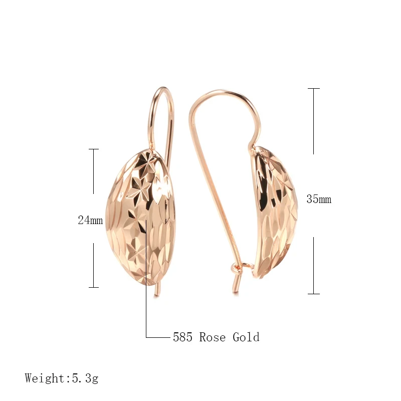 Wbmqda Rhombus Faceted Hanging Earrings For Women 585 Rose Gold Color Simple Fashion Hook Lock Jewelry Accessories