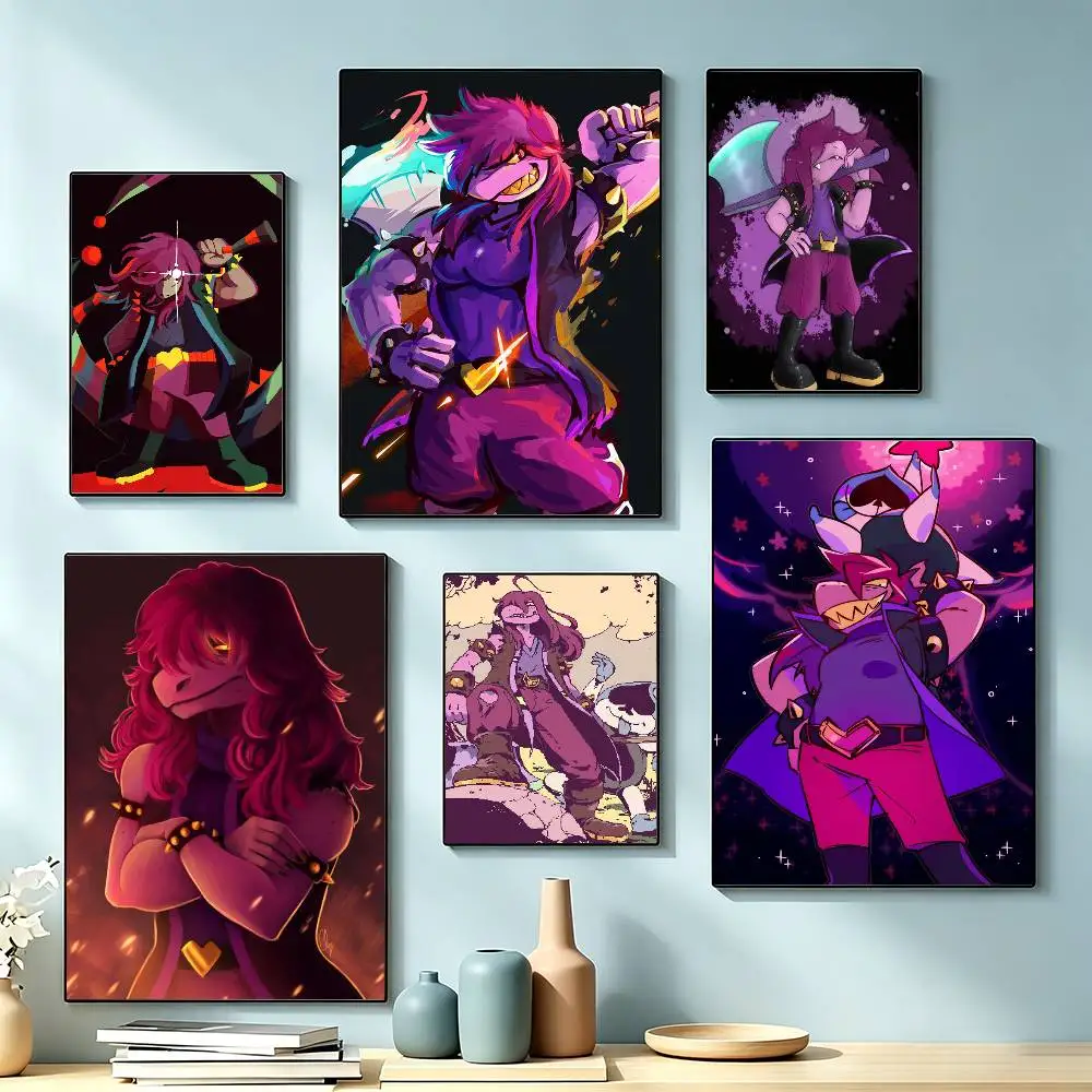 S-Susie D-Deltarune  Poster Waterproof Wall Art Sticker For Bar Living Room Vintage Decor High Quality Print Gift