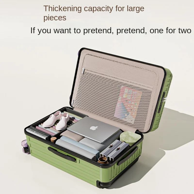 Mala de viagem com haste de tração larga, cinco rodas, 28 polegadas, bagagem de grande capacidade, abertura frontal, bolsa para laptop, mala de cabine de 20 polegadas