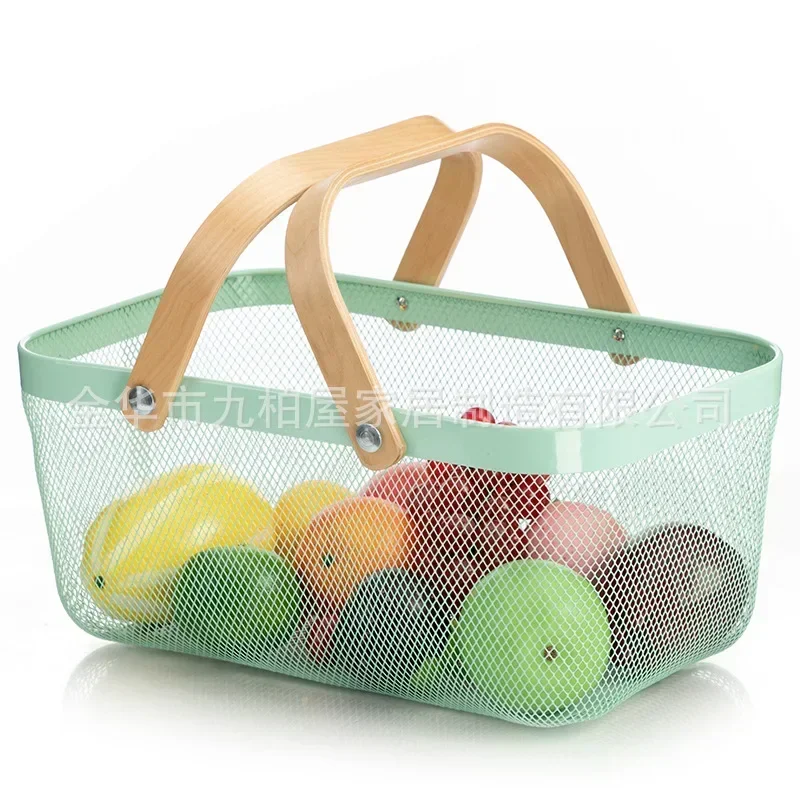 Wrought Iron Snacks Portable Basket Kitchen Vegetable Fruit Net Basket Nordic Storage Storage Picnic Basket