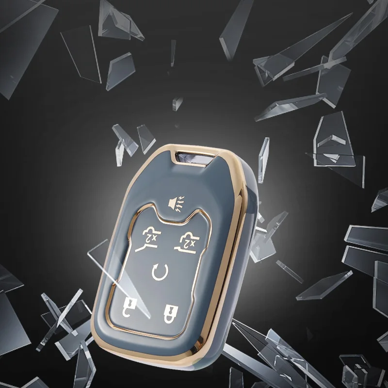 For Chevrolet 2015 2016 Gmc Yukon Suburban Tahoe Smart TPU Car Key Cover Case 5 6 Buttons Auto Accessories Key Ring