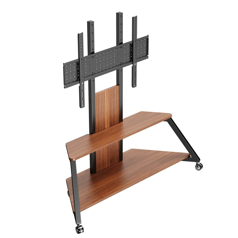 New Wooden Designs Floor Standing TV Trolley Movable Rolling TV Cart with Wheel for 50 To 100 Inch Screens Home Furniture Pro