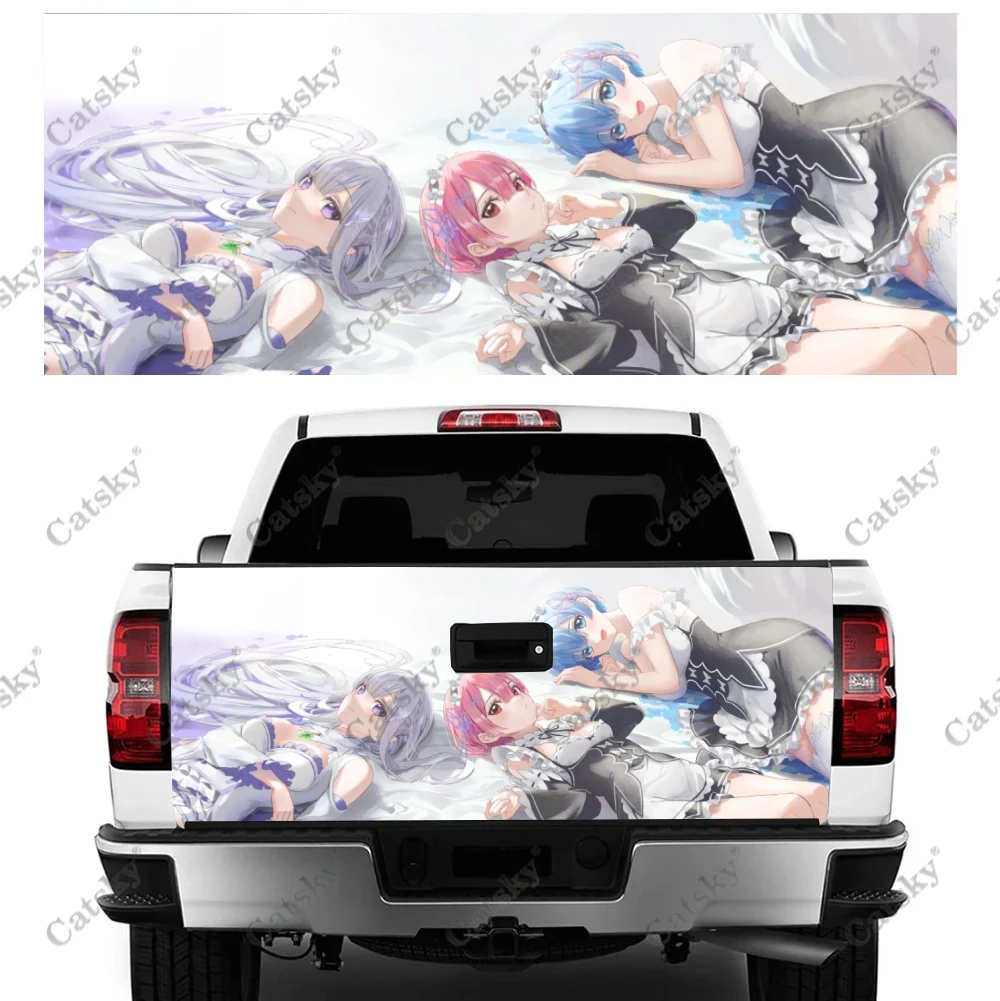 Re Zero Kara Hajimeru Isekai Seikatsu Truck Tailgate Wrap Professional Grade Material Universal Fit for Full Size Trucks