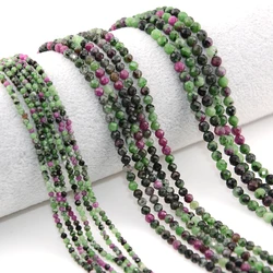 Natural Ruby Zoisite Faceted Round Beads 2mm,3mm,4mm,for Jewelry Making Bracelet Necklace Charms Beads DIY Accessories Wholesale