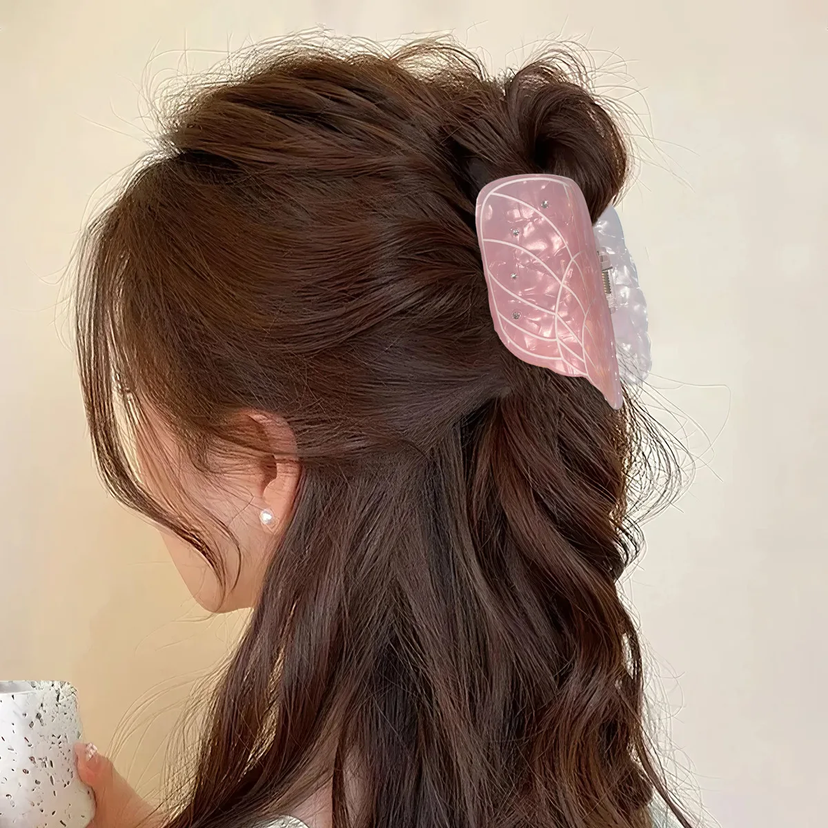Summer Ocean Vacation Shark Hair Claw Cute Whale and Conch Design High Ponytail Holder Lightweight Hair Accessory for Women