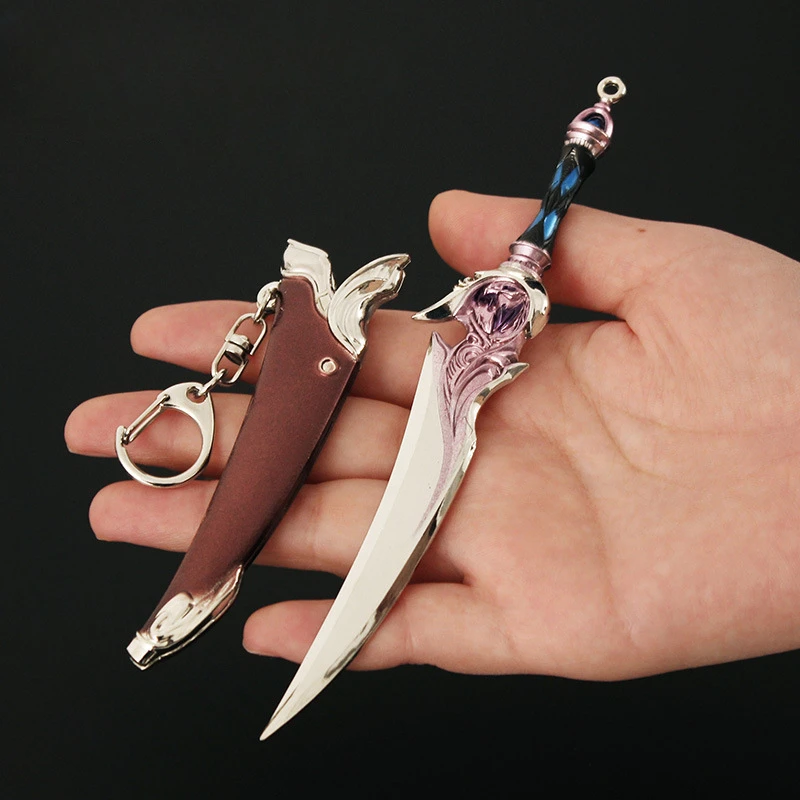 Arma de juego Anime circundante Tangmen Huo Yuhao, espada de tigre blanco con cuchillo de vaina, modelo de aleación de Zinc, artesanías hechas a mano, 16cm