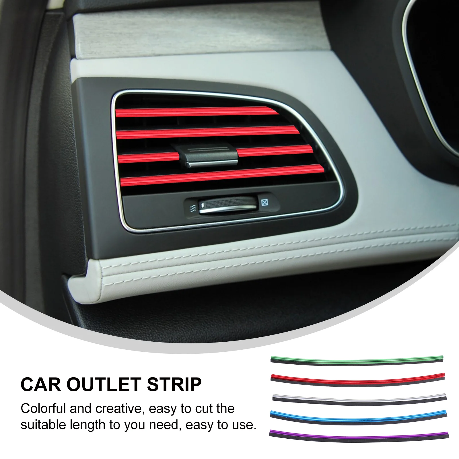 10 Pcs Air Outlet Decorative Strip Car Clamp Trim Socket Air-conditioning Vent Colorful Auto