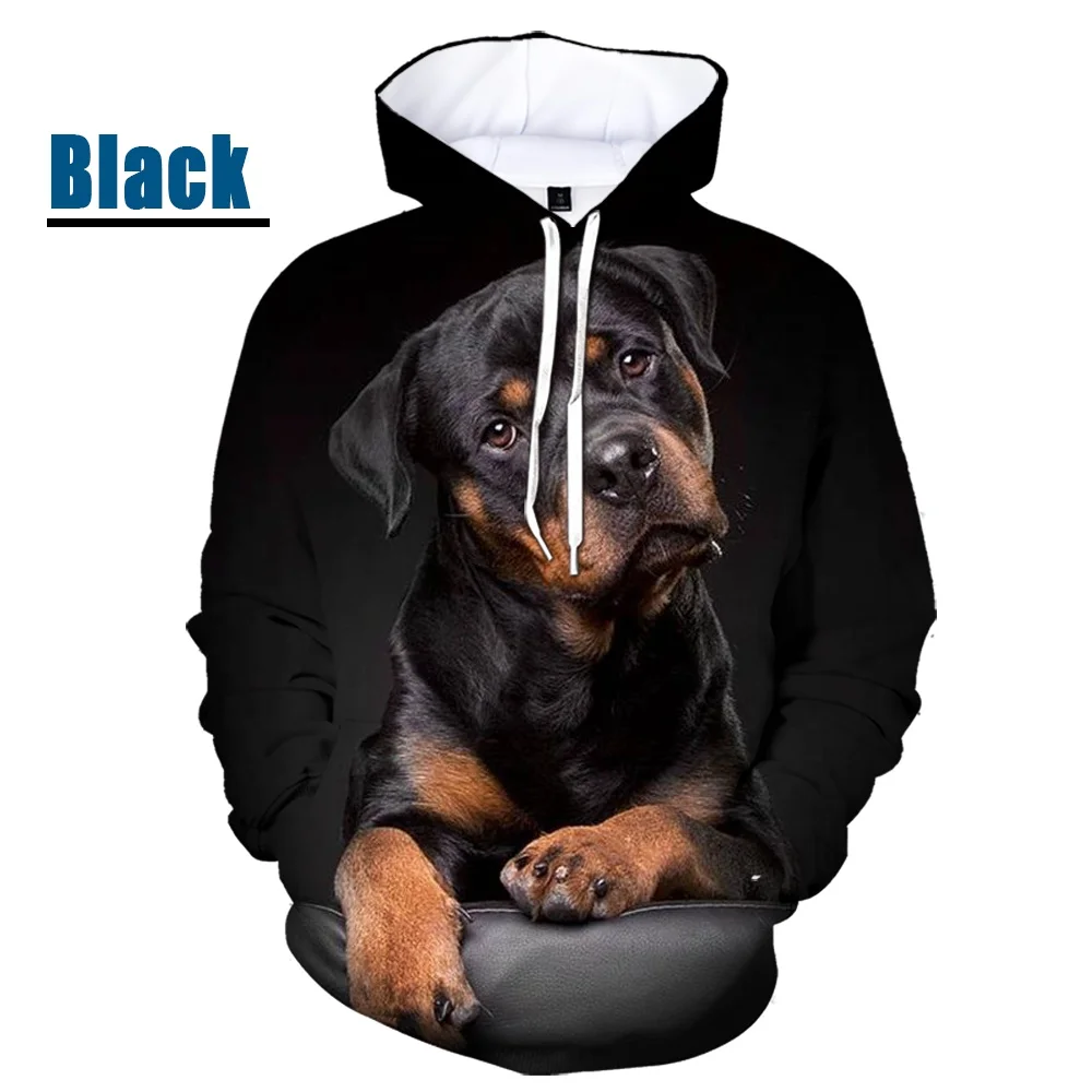 Fashion Rottweiler 3D Printing Cute Dog Graphic Hoodies Men's and Women's  Casual Long-sleeved Pet Dog Sweater Hoodies