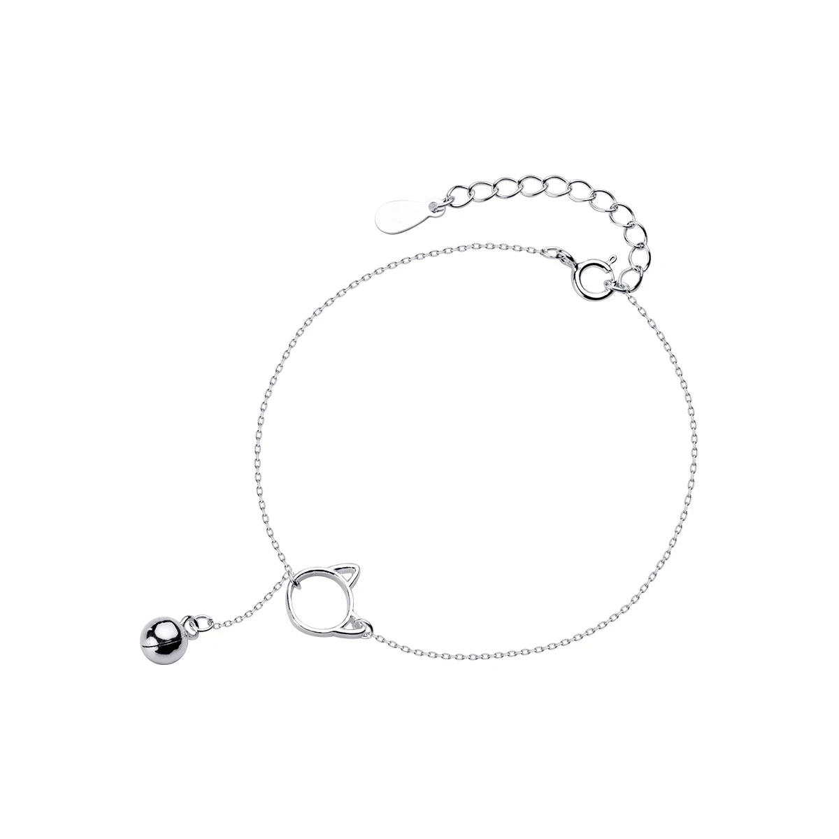 Modian Trendy New Sale Chain Link Cat Lucky Bell Bracelet Tiny Cute 100% 925 Sterling Silver Bracelets For Women S925 Jewelry