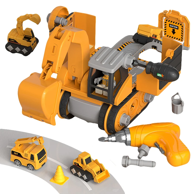 Kids Engineering Vehicle Electric Drill Tool Screw Toys Nut Disassembly Children Educational Assembled Sets For Boys Gift