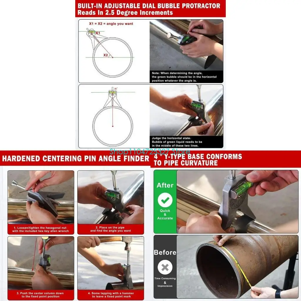 

D8KF Center Finder Tool With Centering Head Pipe Center Finder Bubble Leveler