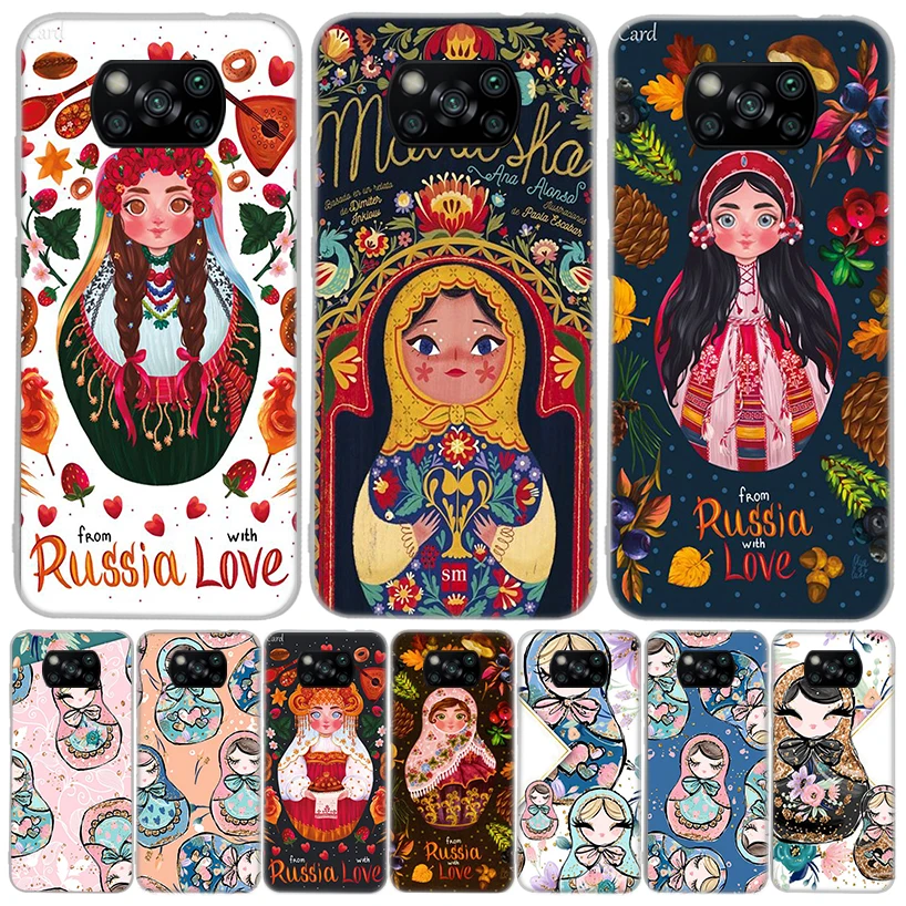 Russian Nesting Doll Cartoon Phone Case For Xiaomi Poco X6 X5 X4 X3 Nfc F6 F5 Pro F4 Gt F3 F2 F1 M5 M5S M4 M3 5G Shell Coque X3 