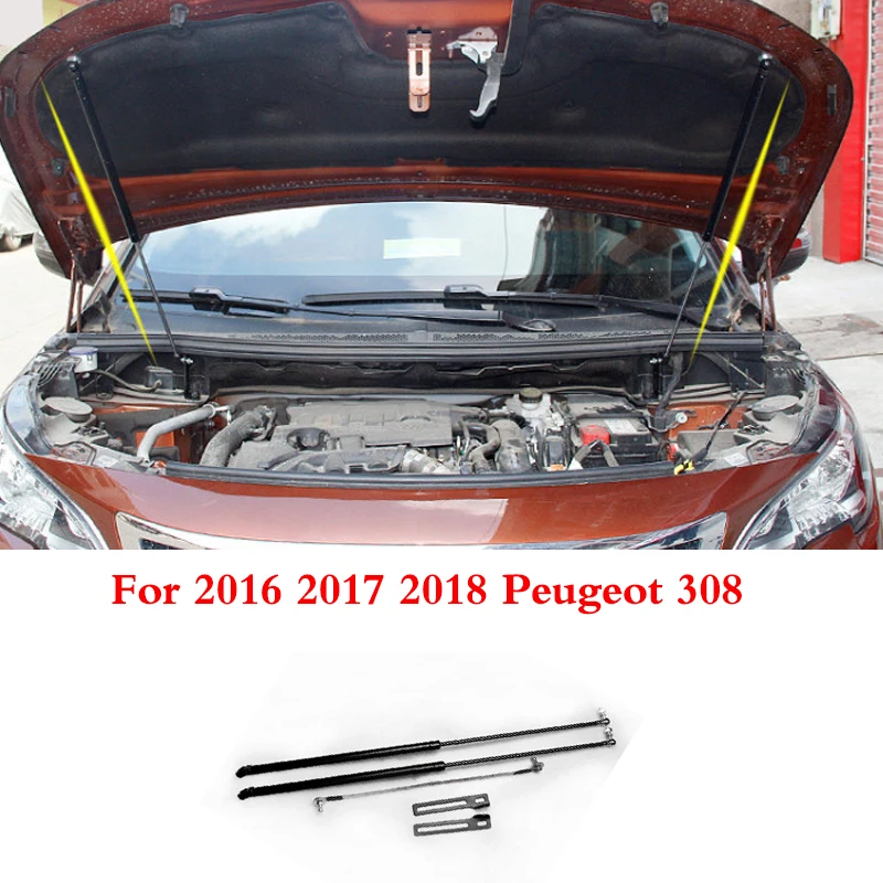 For 2016 2017 2018 Peugeot 308 Car Bonnet Hood Support Hydraulic Rod Strut Bars Lift Spring Shock Bracket Car accessories