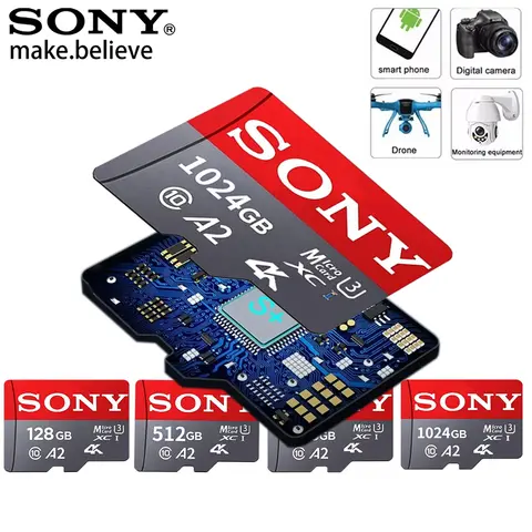 SONY SD 1TB 512GB 128GB 256GB Extreme Micro TF SD การ์ด U3 V30 4K หน่วยความจําแฟลชการ์ดสําหรับโทรศัพท์คอมพิวเตอร์กล้อง
