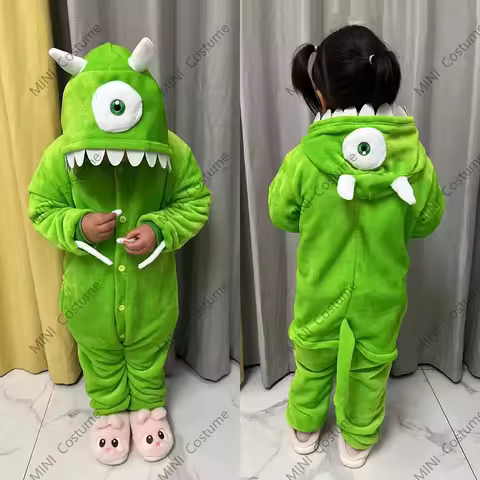 Israel Monster Mike Cosplay Kigurumi Children Kid'S Sully Costumes Funny Halloween Jumpsuit Boys Girls Pajamas Flannel Suit