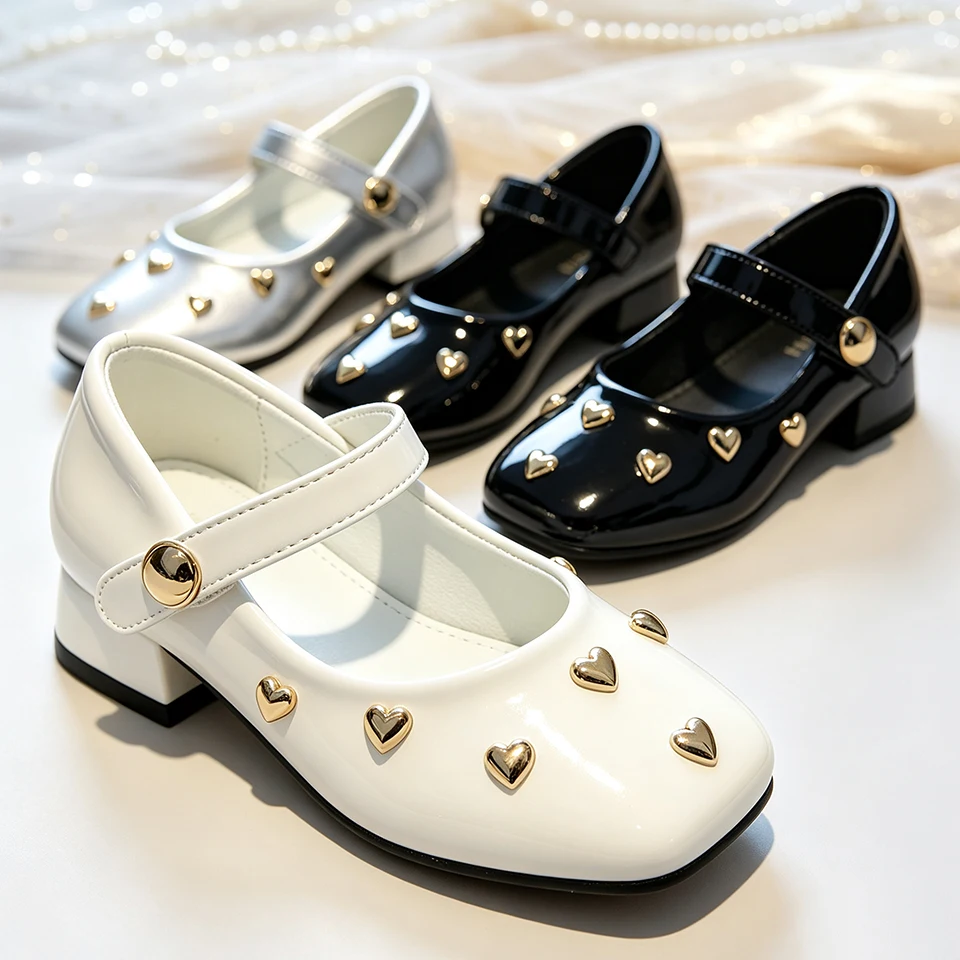 Patent Leather Girls Mary Jane Shoes Formal Pageant Children Footwear Wedding Birthday Party School Uniform Holiday Celebrations