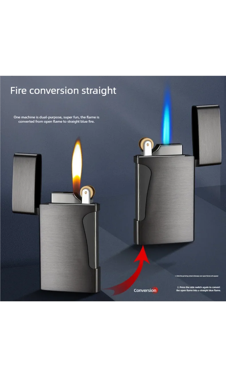 Internet celebrity Valentine's Day gift men's dual flame straight forward lighter wholesale open flame conversion straight forwa