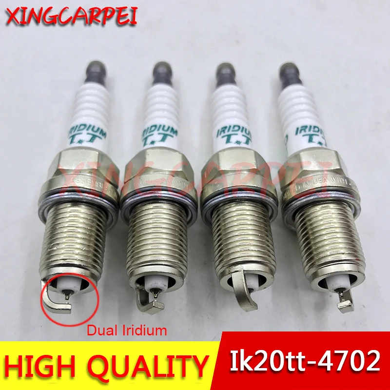 4Pcs IK20TT 4702 IK16TT Dual Iridium Spark Plug For Audi Chery VW Toyota Honda Lexus Jeep Subaru Seat Skoda Peugeot Citroen Opel