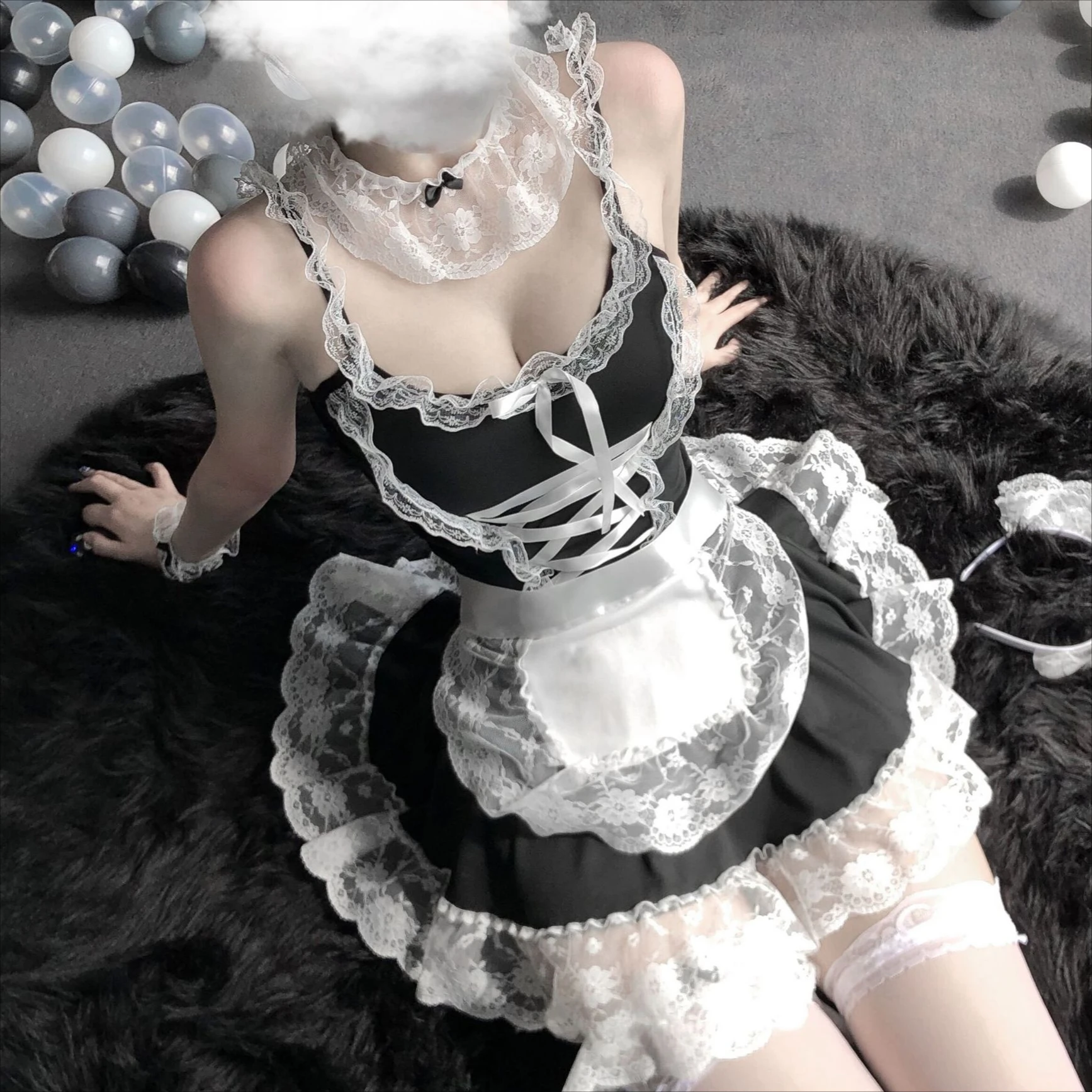 

Women Lingerie Exotic Sets Home Sleeping Nightwear Lace Waitress Dress Apron Lolita Maid Cosplay Role Play Uniform