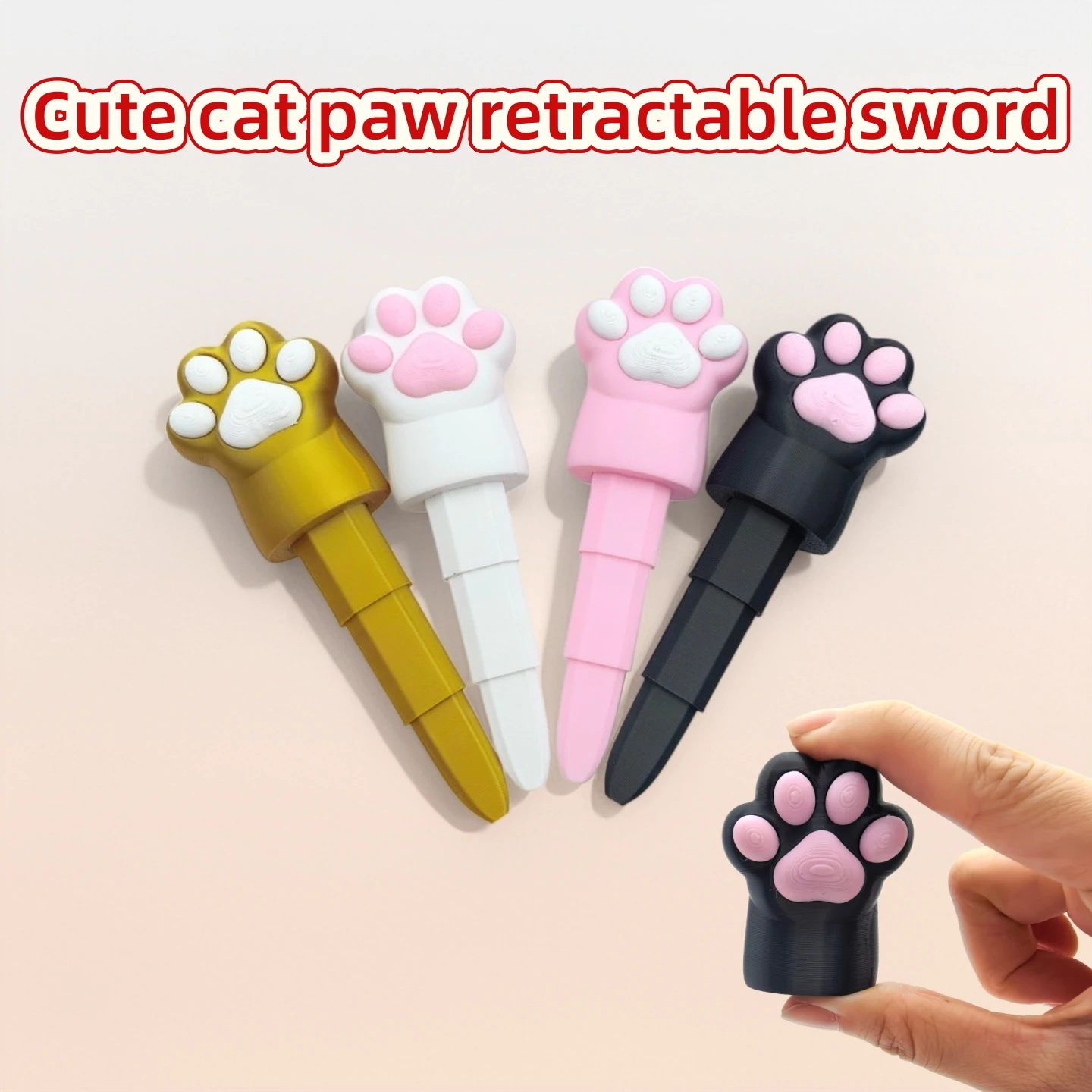 2/4-Piece Set, Cute Cat Stress-Relief Retractable Sword, Cute desktop Ornament, Suitable for Personal Use or as a Gift