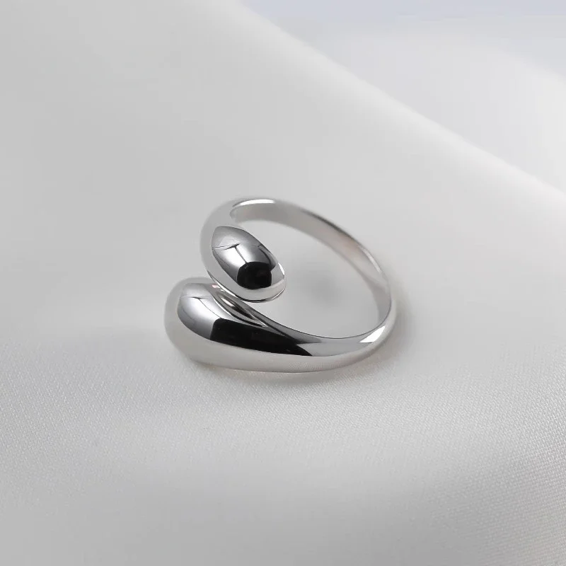 925 Sterling Silber Glatte Wassertropfen Ringe Für Frau 18 Karat Gold Offener Ring Hochzeit Paar Ringe Ästhetischen Schmuck Geschenk