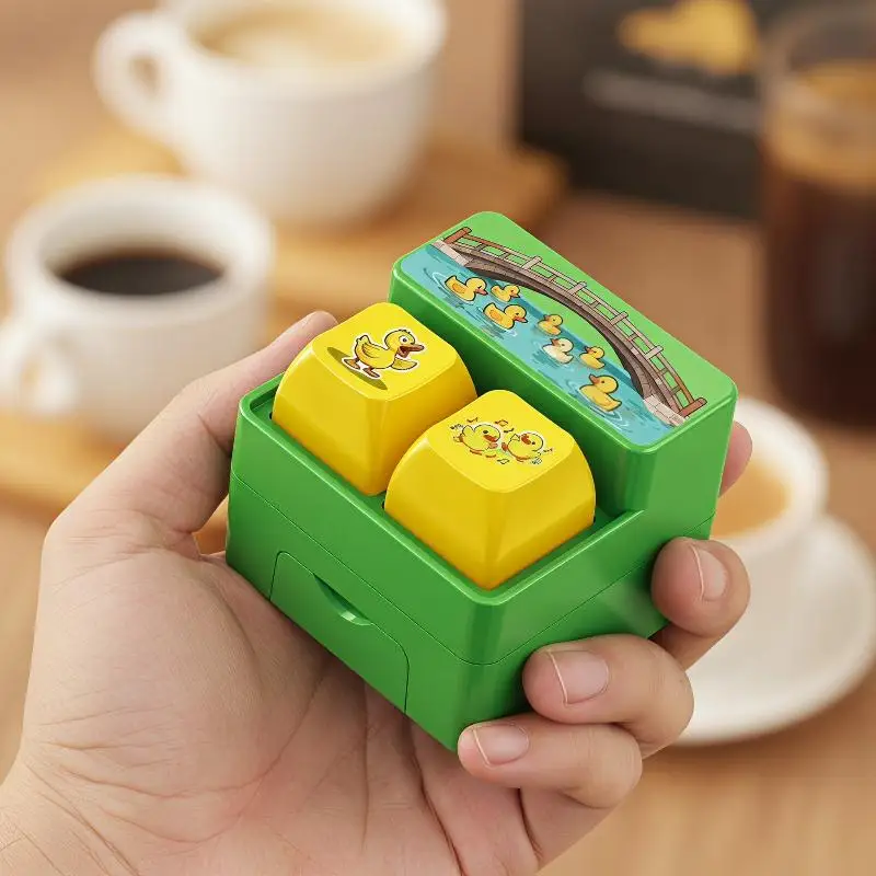 Fingertip Button Keyboard Games Keychain Plastic With LED Light Voice-Activated Keychain Portable Cartoon Interactive Keychain