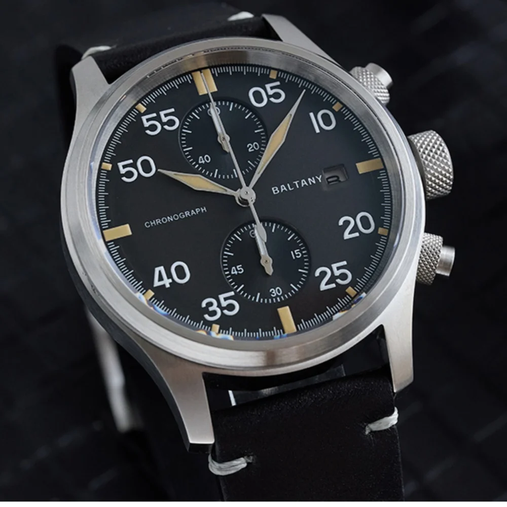 Jam Tangan Quartz Pria Baltany 2025 VS71 Solar S6070 Pilot Kristal Safir Berlapis AR Luminous Militer Kronograf